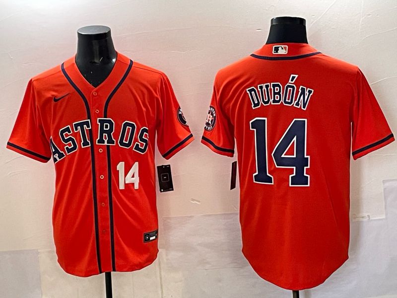 Men 2025 Houston Astros 14 Dubon Orange Nike MLB Jersey 01
